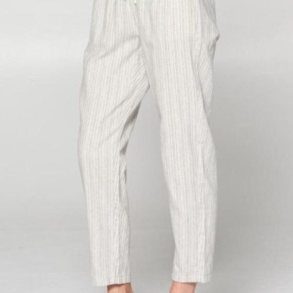 Ellison Dune Drawstring Pant Grey Stripe - Picture 3 of 8